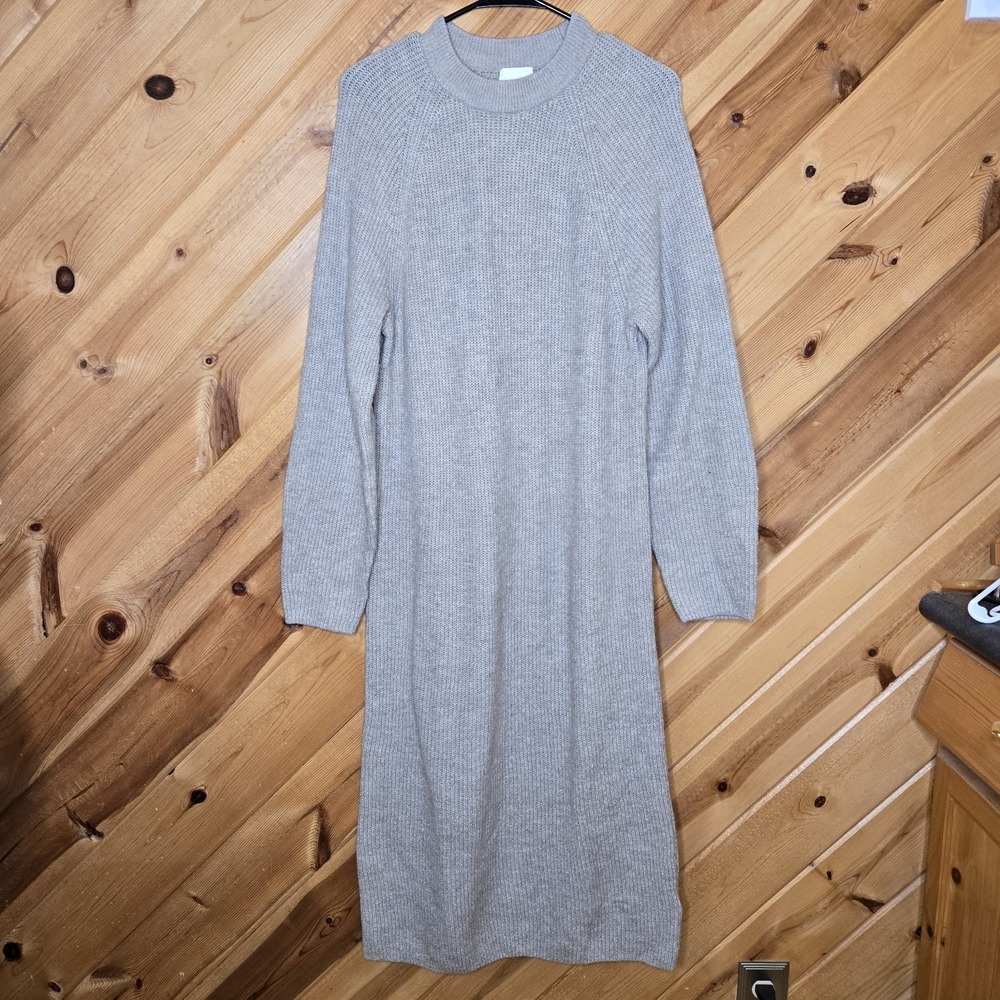 H&M Womens Long Sweater Dress Beige Sz XS Oversized Cozy Casual